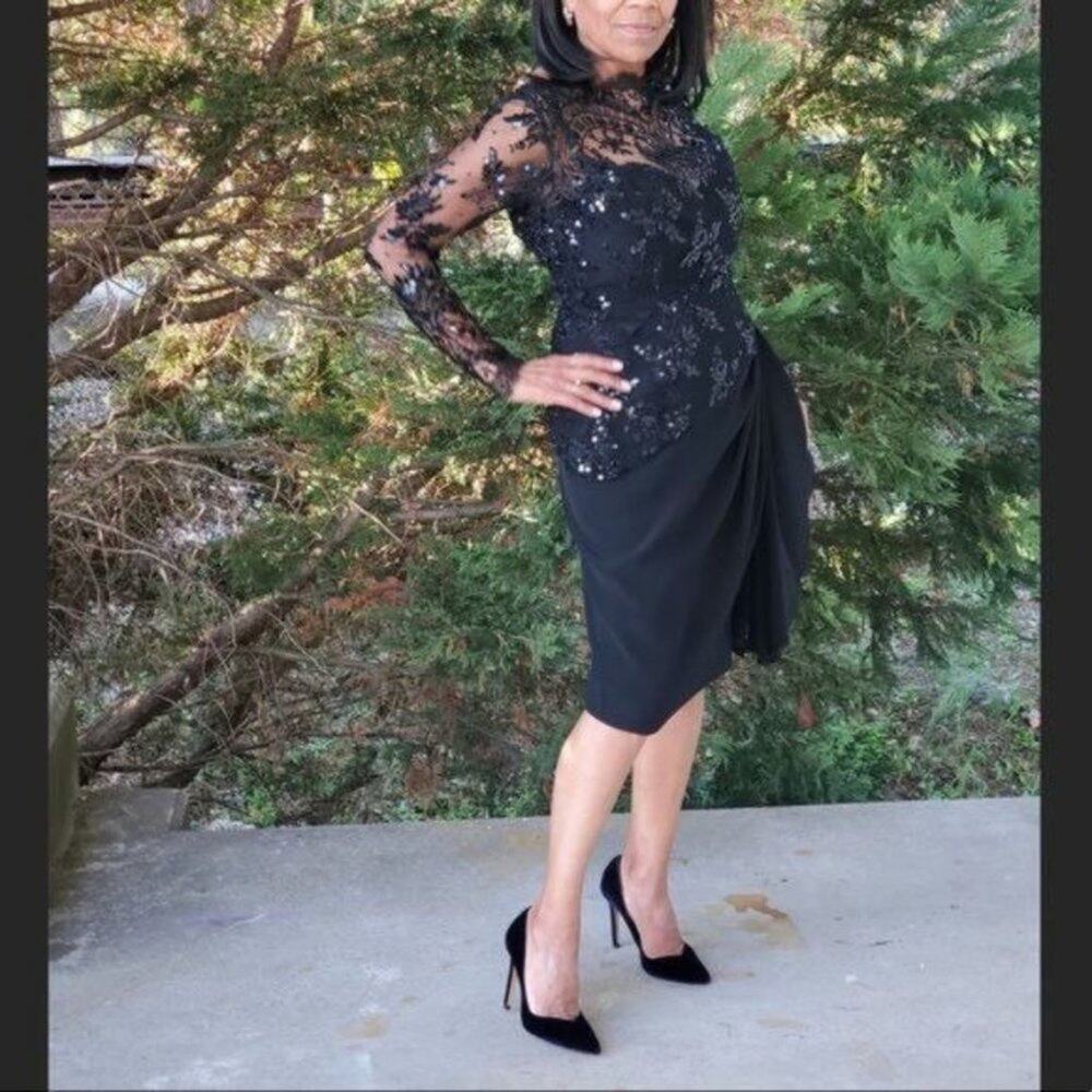 Lillie Rubin Black American Vintage Evening Sequin Dress Size 8 - Picture 2 of 9
